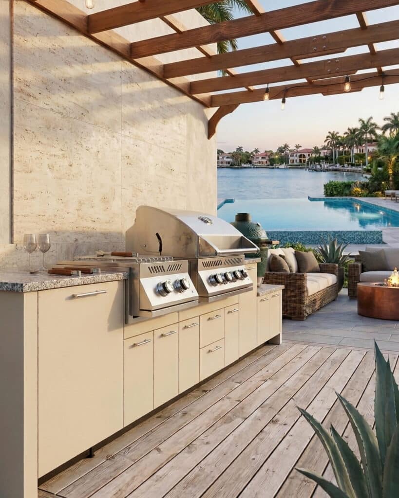 What Does Coastal Outdoor Kitchen Cabinet Design Require (Puro_Stucco_Poolside)