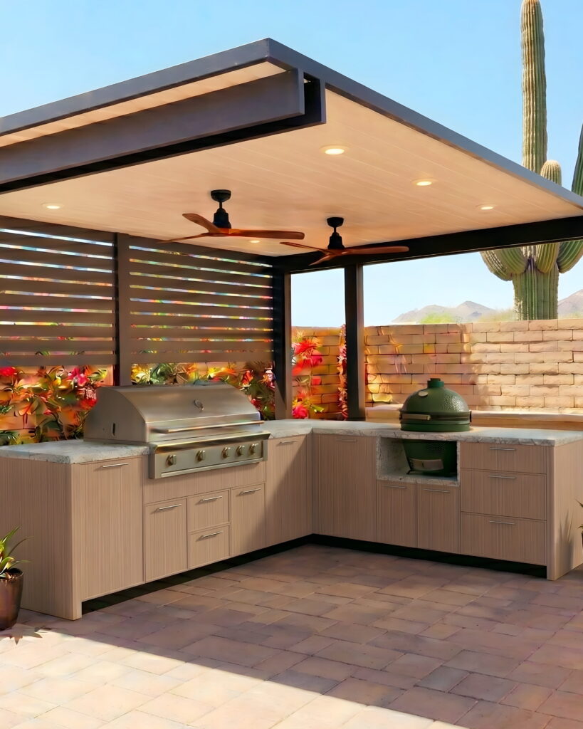 Planning Your Outdoor Cabinet Materials, Layout, Accessories, and Storage Solutions with Fortiva Outdoor Cabinetry Filo_White Ash_Desert Patio